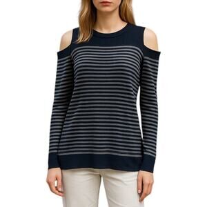 Acrobat Cashmere Blend Sweater Cold Shoulder Striped Size XS